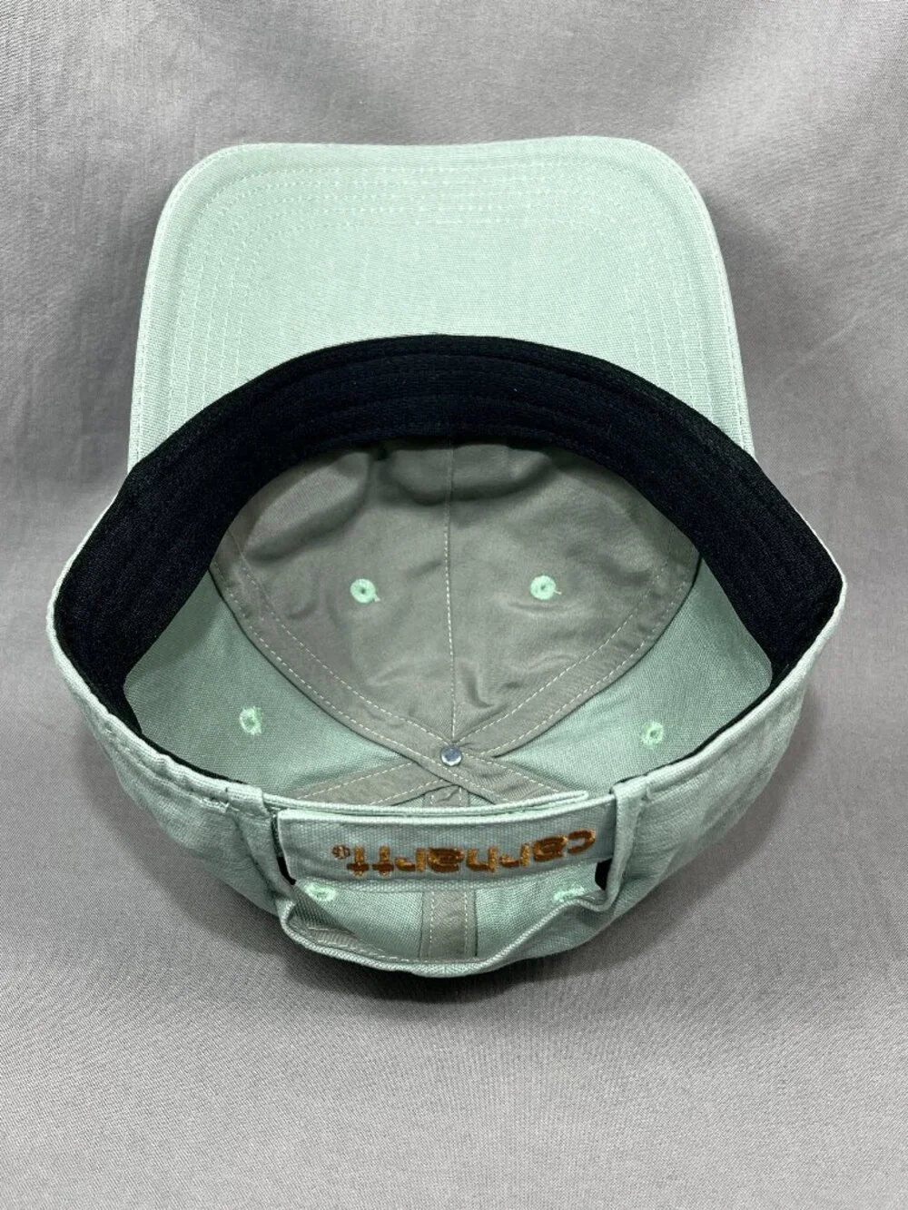 Carhartt Strapback Hat Green Canvas Cap Baseball Workwear Adjustable Dad Mens - Picture 10 of 15